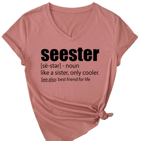 Women V Neck Short Sleeve T Shirt Seester Dictionary Graphic Print Loose Casual Cotton Blend Summer Tee Top Streetwear