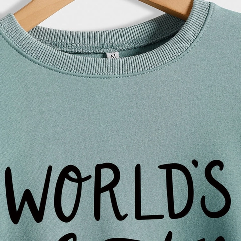 Felpa da Donna World's Best Grandma Stampa Lettere Cuore Casual Girocollo Manica Lunga Misto Cotone Pullover Jumper Top