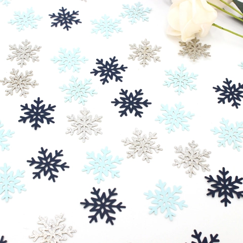 Coriandoli Fiocco Di Neve Carta Luccicante Per Decorazione Festa Di Natale E Inverno Blu E Argento