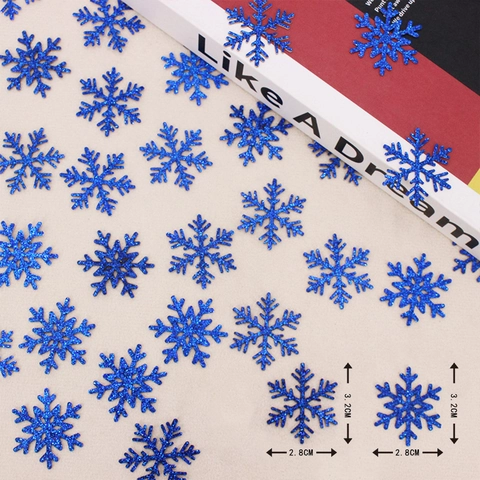 Blue Glitter Snowflake Confetti Paper Table Scatter For Christmas Winter Holiday Party Decoration Festive Ornament