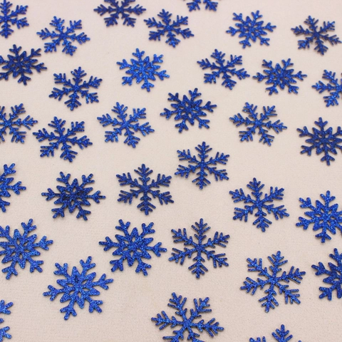 Blue Glitter Snowflake Confetti Paper Table Scatter For Christmas Winter Holiday Party Decoration Festive Ornament