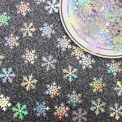 Confettis Flocons De Neige Plastique Irisé Holographique Laser Brillant Décoration De Noël Fête Mariage Décoration De Table