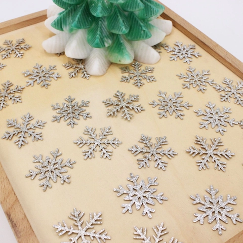 Confeti de Copo de Nieve con Purpurina Plateada Decoración de Fiesta de Navidad Copos de Papel Brillantes para Manualidades DIY
