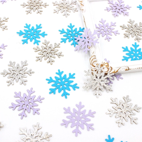 Confeti Copo De Nieve Navidad Papel Purpurina Decoraciones Invierno Mesa De Fiesta Manualidades Azul Púrpura Plata