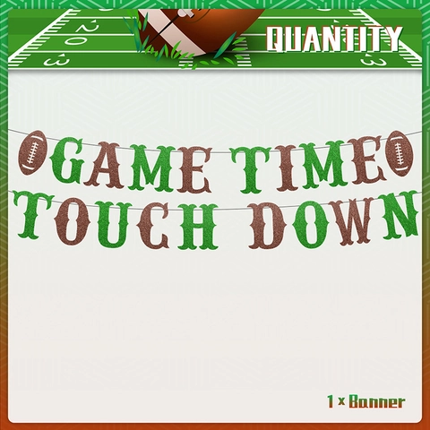 Striscione per Feste a Tema Football Americano Glitter Verde Marrone Game Time Touch Down Decorazioni per Super Bowl