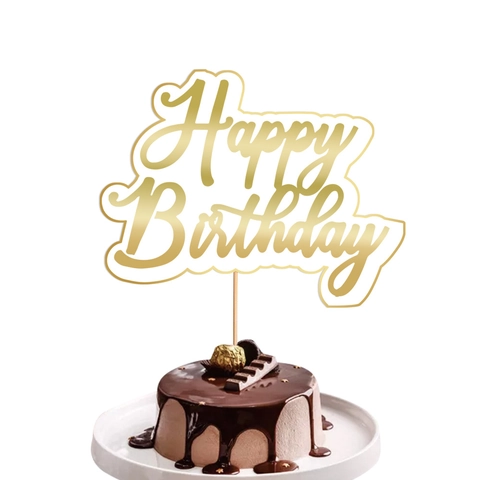 Gold Happy Birthday Cake Topper Paper Glitter Art Font Decoration For Birthday Party Dessert Table Scene Layout