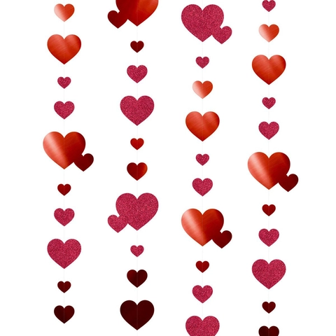 Ghirlanda Cuore Decorazione Sospesa Carta Luccicante Cuori Amore Per San Valentino Matrimonio Anniversario Festa Romantica