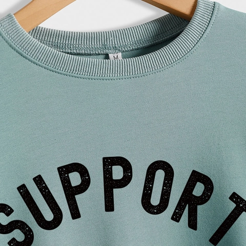 Damen Casual Baumwollmischung Sweatshirt Langarm Rundhals Locker Pullover Support Live Music Druck Streetwear Top