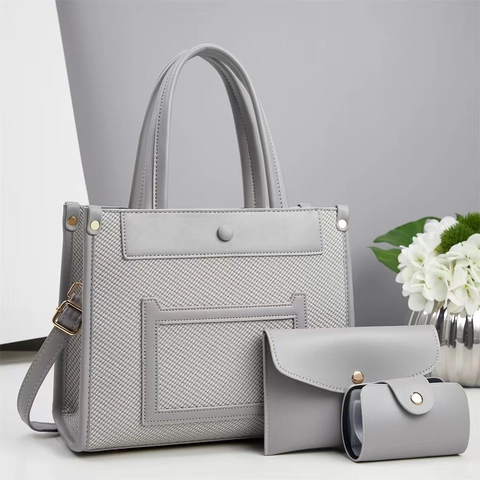 Grande Capacité Sac Fourre-tout en Cuir PU Et Pochette Enveloppe Et Porte-cartes Ensemble de Sacs pour Femme Bureau Quotidien
