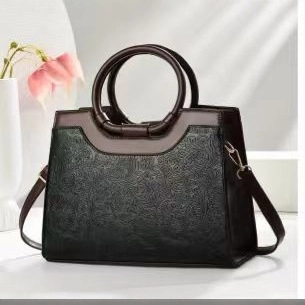Retro PU Leder Bestickte Blumen Handtasche Damen Vintage Strukturierte Arzttasche Mit Rundem Griff Und Umhängeriemen