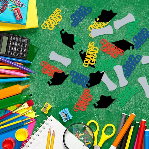 Congrats Grad Confetti Graduation Cap Scroll Multi-color Glitter Paper Table Scatter For Graduation Party Decorations