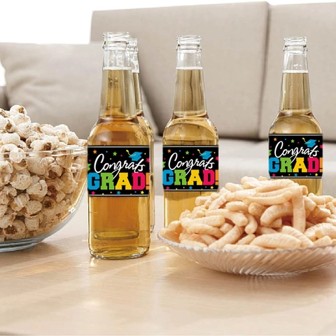 Graduation Water Bottle Labels Congrats GRAD Party Decoration Stickers Waterproof Paper Self Adhesive Celebration Supplies