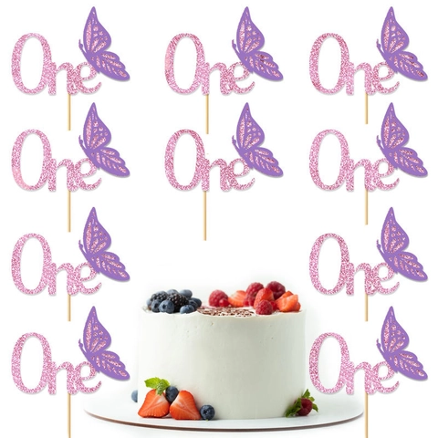 Glitzer Papier Schmetterling One Kuchendeckel Für Ersten Geburtstag Baby Shower Party Dekoration Gold Rosa Lila Cupcake Einsätze Dekor