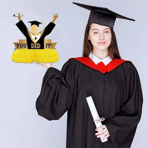 Decorazioni per Tavolo a Nido d'ape per Festa di Laurea Oro Nero Blu Rosa Carta Accessori Fotografici per Celebrazione Laurea