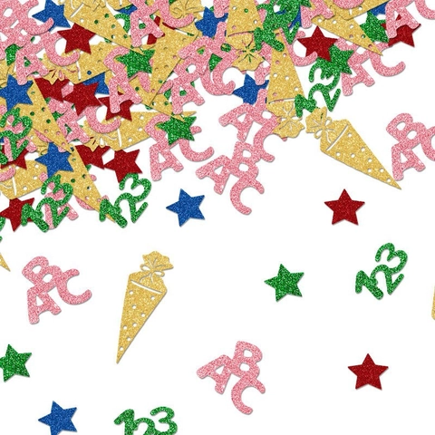 Coriandoli Per Il Rientro A Scuola Glitterati ABC 123 Stelle Forme Di Cono Carta Colorata Decorazioni Per Tavolo Festa