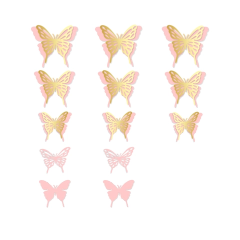 3D Butterfly Wall Stickers Double Layer Hollow Out Paper Decoration For Wedding Birthday Party Home Decor
