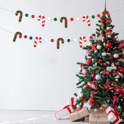 Weihnachten Zuckerstange Papier Banner Girlande Hängende Dekoration Rot Grün Weiß Punktmuster Für Feiertage Home Party Event Dekor