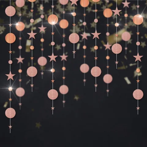 Star Circle Garland Paper Glitter Metallic Hanging Streamer Party Decoration For Birthday Wedding Christmas Celebration