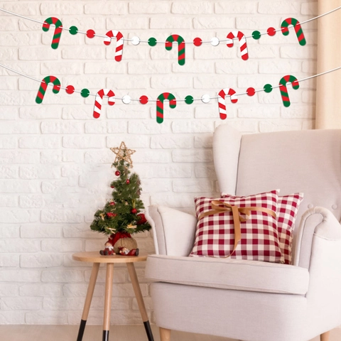 Weihnachten Zuckerstange Papier Banner Girlande Hängende Dekoration Rot Grün Weiß Punktmuster Für Feiertage Home Party Event Dekor