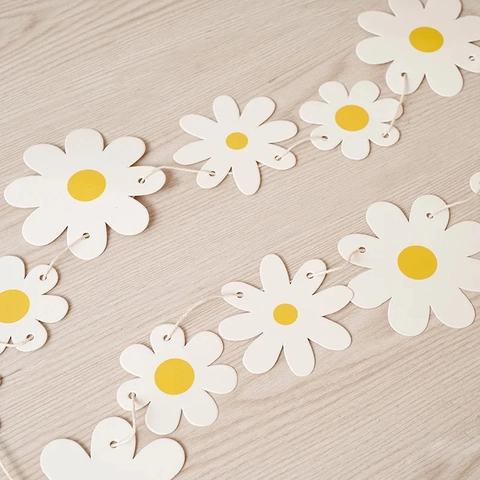 Gänseblümchen Blumengirlande Papierbanner Für Geburtstagsfeier Haus Wanddekoration Frische Florale Hängende Requisite