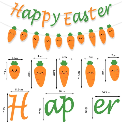 Banner Di Pasqua Ghirlanda Carota Cartone Animato Carta Decorazione Appesa Per Festa Casa Parete Ornamento