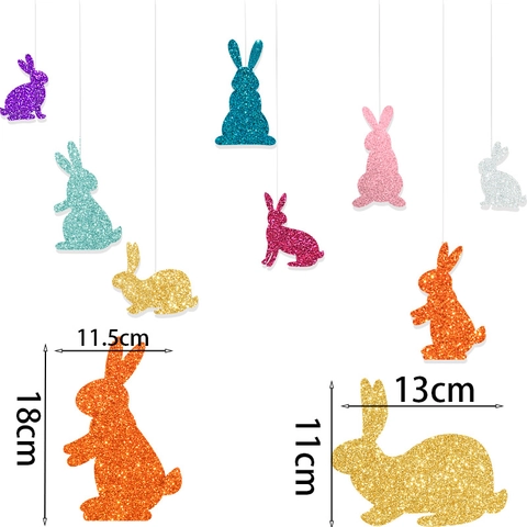Ostern Hase Hängende Wirbel Dekorationen Glitzer Papier Kaninchen Spiral Streamer Für Festliche Party Dekor