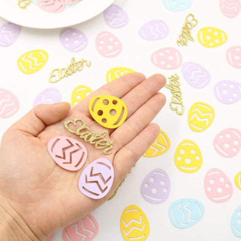 Easter Egg Confetti Paper Hollow Macaron Colors Glitter Easter Lettering Party Table Decoration DIY Ornaments