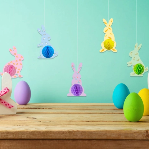 Decorazioni Appese Coniglio Di Pasqua Ornamenti In Carta Nido D Ape Per Festa Soffitto Casa Design Stampati 3D
