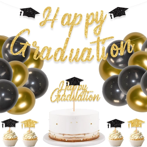 Decorazioni Per Feste Di Laurea Striscione Glitterato Happy Graduation E Decorazioni Per Torte Per Cerimonia