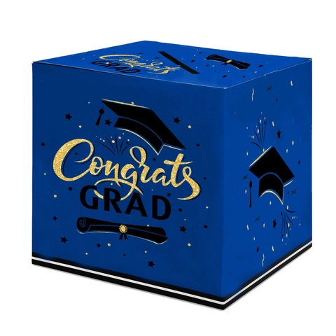 Scatola per Carte Regalo di Laurea Quadrata Congrats Grad Porta Carte in Carta per Festa Celebrazione Decorazioni Laurea Forniture