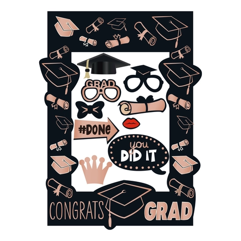 Accessori Foto Laurea Carta Cartone Cornice Decorazioni Mano Cerimonia Festa 2025 2026 Congratulazioni Cappello Occhiali Labbra Fiocco