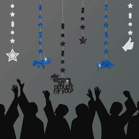 Glitter Laser Graduation Hanging Streamer Garland We Are So Proud Of You Banner Cap Scroll Star Party Backdrop Decoration