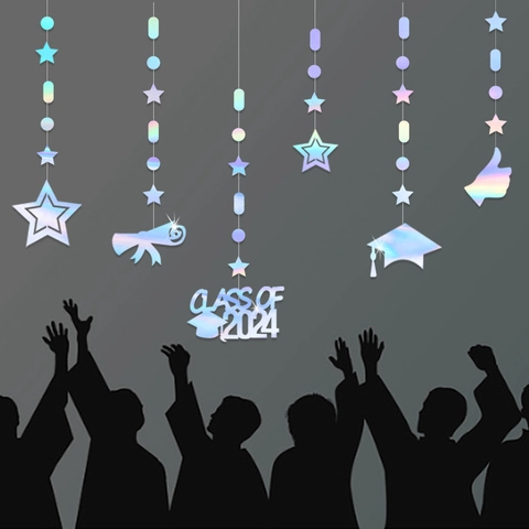Graduation Hanging Decorations Class Of 2024 Glitter Paper Banners For Party Celebration Ornaments