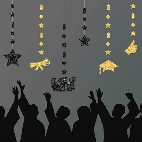 Graduation Hanging Decorations Class Of 2024 Glitter Paper Banners For Party Celebration Ornaments
