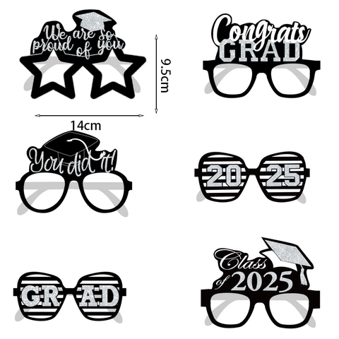 Glitter Paper Graduation Party Glasses Congrats Grad Class Of 2025 Eyeglasses For Celebration Ceremony Photo Props Decoration