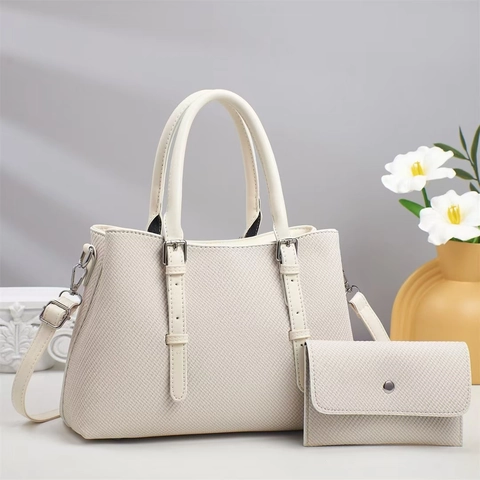 Elegant Women Commute Handbag And Purse PU Leather Textured Solid Color Large Capacity Shoulder Crossbody Bag