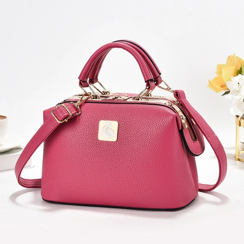 Frauen Boston Tasche Gekörntes PU Leder Umhängetasche Handtasche Goldene Hardware Elegante Pendler Tasche