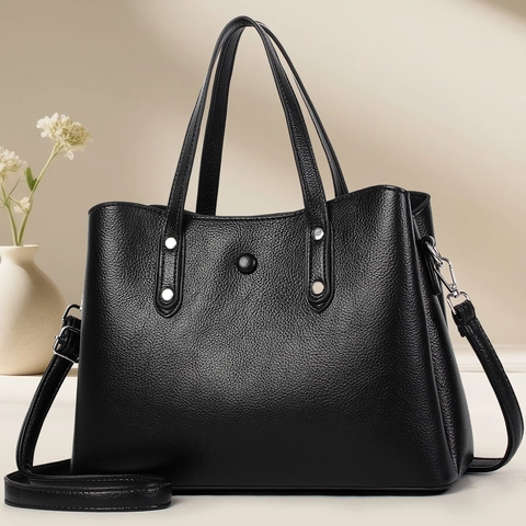 Borsa Da Donna Grande Capacità In Pelle PU Grana Litchi Vintage Borsa A Tracolla Con Tracolla Rimovibile Stile Retrò Semplice