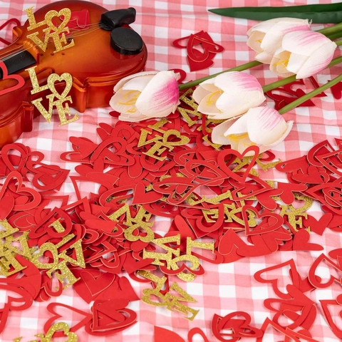 Confettis Papier Pailleté Forme Cœur Lettre Love Pour Saint Valentin Mariage Anniversaire Décoration De Table Fête