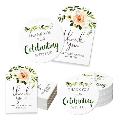 Elegante Witte Kartonnen Bloemen Bruiloft Cadeaulabels Dank U Labels Voor Feest Viering Decoratie Kaart Labels