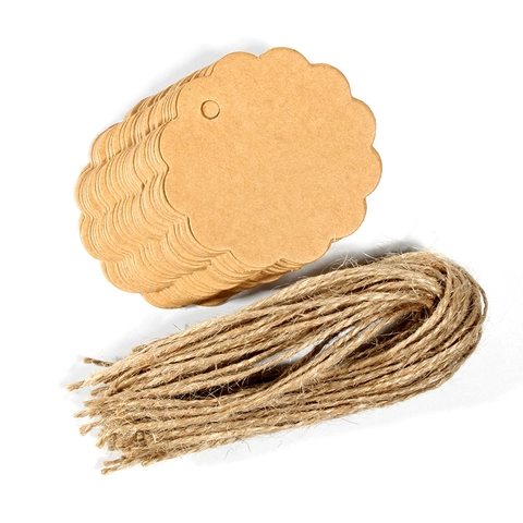 Geschenkanhänger Aus Kraftpapier Abgerundet Mit Wellenrand Weiße Braune Hängeetiketten Für Hochzeit Geburtstag Party DIY Handwerk Dekor