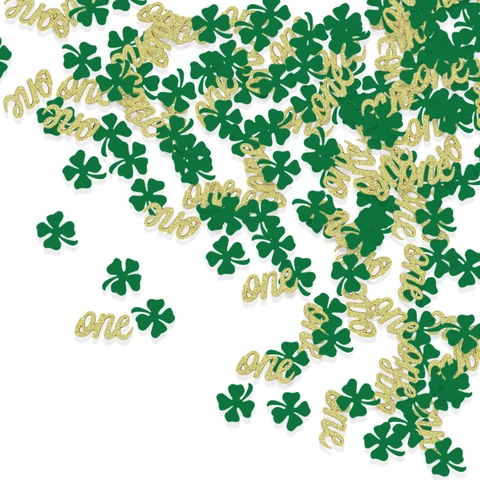 St Patrick Day Decorazioni Per Feste Glitter Oro One Oh Baby Trifoglio Carta Confetti Tavolo Scatters Per Eventi Di Compleanno