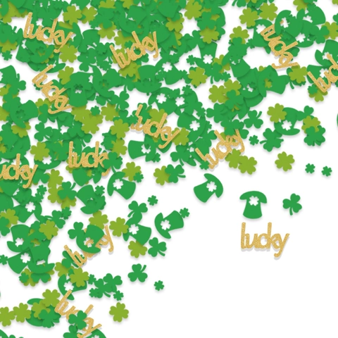 Confettis de Décoration Saint-Patrick Trèfle Vert Chapeau Fer à Cheval Lettre Paillettes Pour Décoration de Table Fête Irlandaise