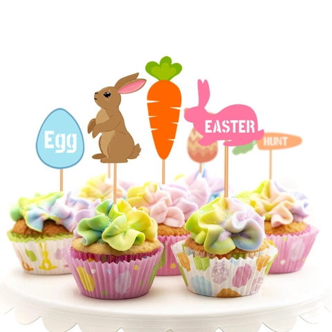 Ostern Cupcake Topper Set Cardstock Hase Karotte Ei Kuchendekorationen Für Ostern Geburtstag Party Zubehör