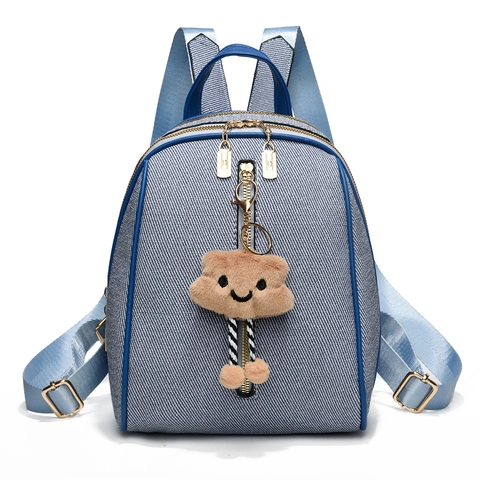 Dames PU-Leder Geweven Textuur Mode Rugzak Met Pluche Wolkenhanger Grote Capaciteit Casual School Reizen Daypack