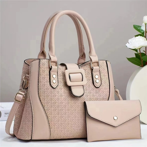 Dames Geweven Textuur PU Lederen Handtas En Portemonnee Grote Capaciteit Crossbodytas Schoudertas Voor Kantoor Mode Tassen