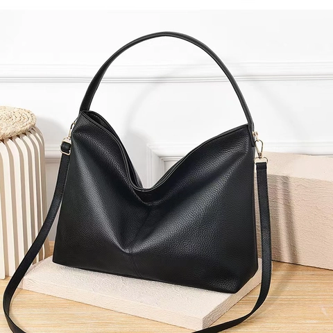 Grand Sac Cabas Pour Femmes Cuir PU Motif Litchi Minimaliste Sac À Main Navette Sac Bandoulière Unique Sangle Amovible
