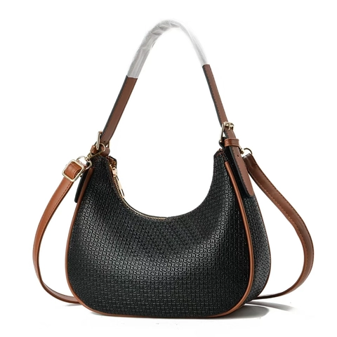 Sac Sous le Bras Mode Femme avec Monogramme Sac Hobo en Cuir PU Rétro avec Bandoulière Réglable Sac à Main Tendance Street
