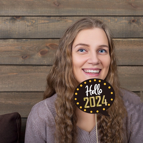 Happy New Year Party Photo Booth Props Paper Cardstock Funny Novelty Mustache Glasses Lips For Celebration Black Gold