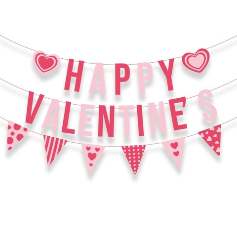Happy Valentine's Day Banner Herzform Dreieck Wimpel Papier Girlande Rosa Party Dekoration Jubiläum Antrag Heim Dekor